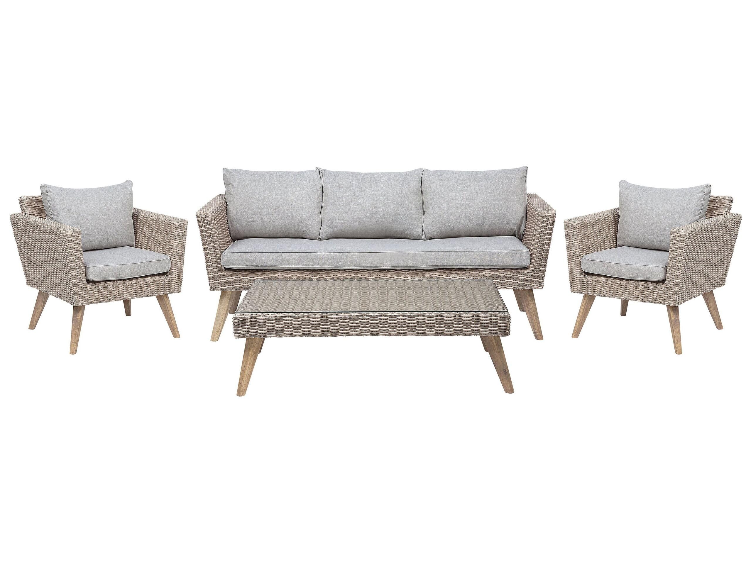 beliani-vittoria-xl-lounge-set-5-sitzer-rattan-braun-grau-4-tlg image 1