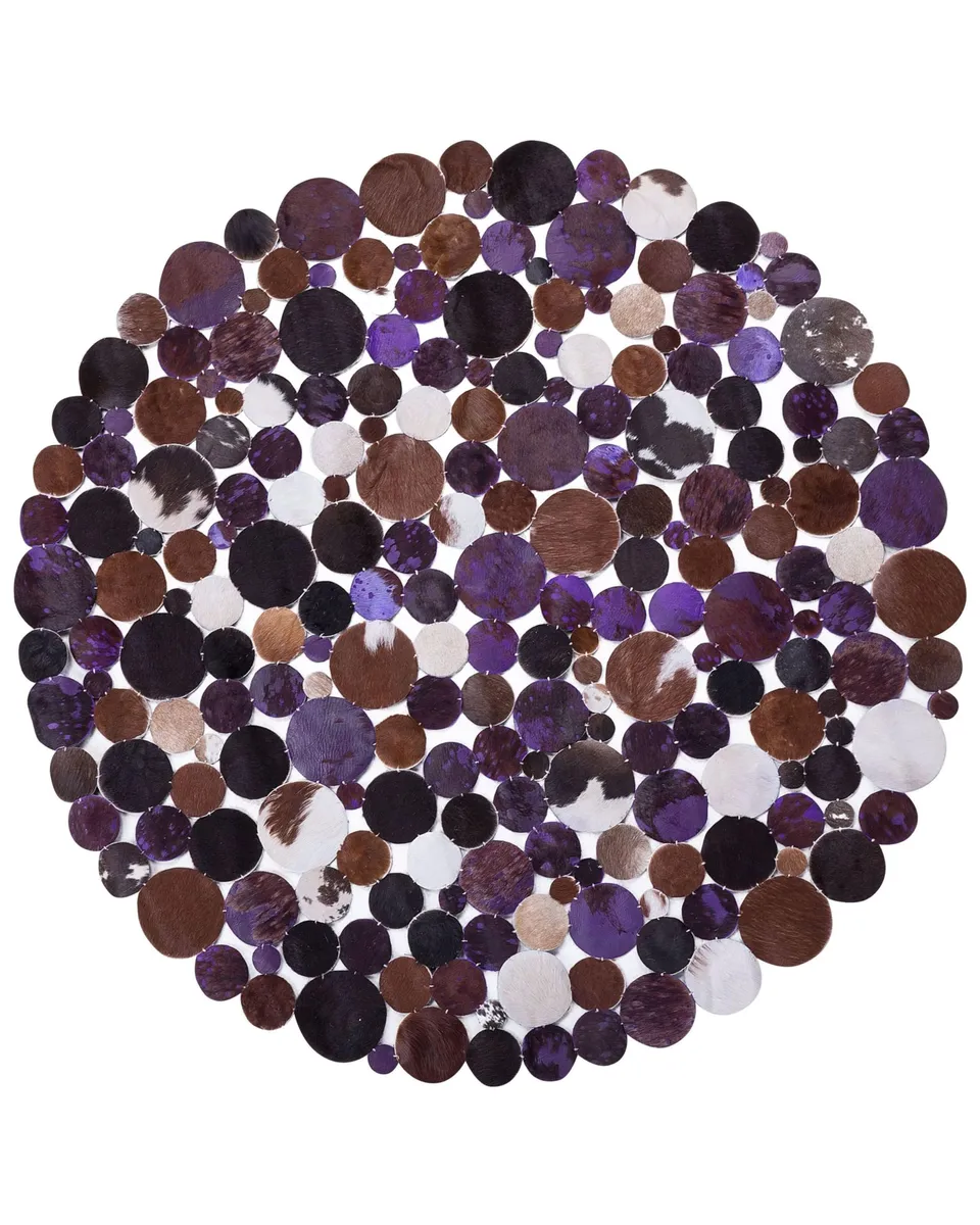 beliani-sorgun-lederteppich-rund-140-cm-braun-violett image 1