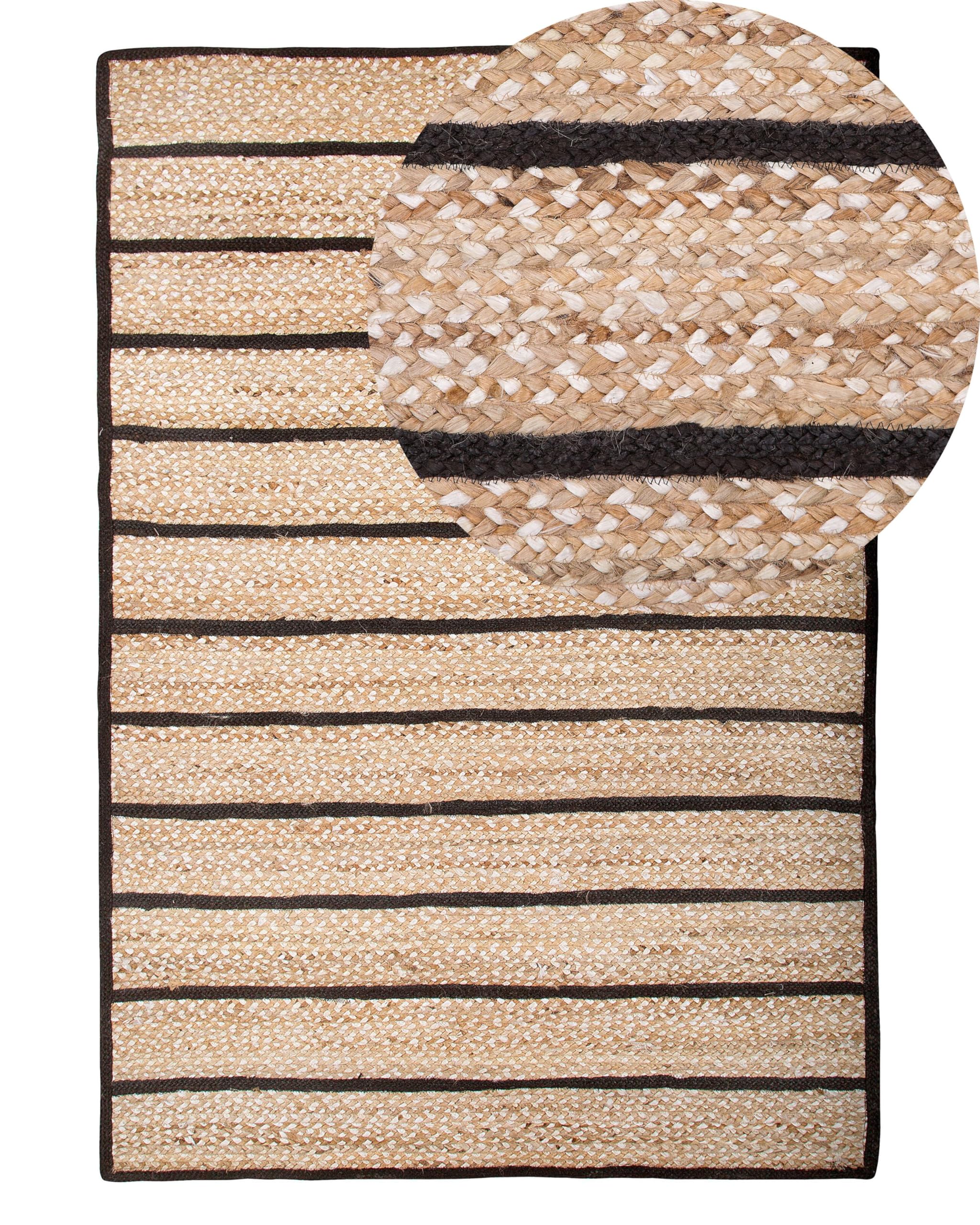 beliani-karadona-teppich-140x200-cm-schwarz-jute image 1