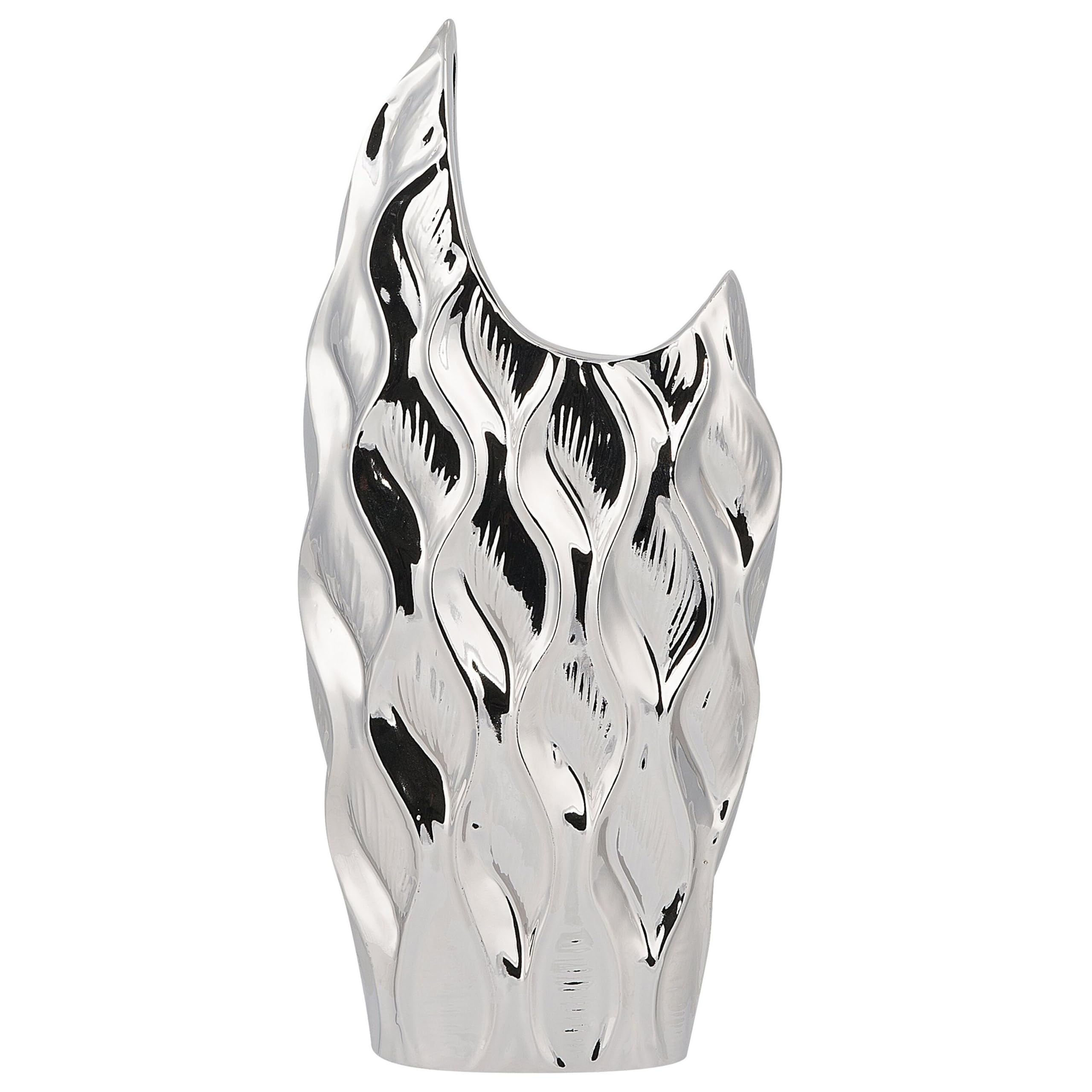 beliani-haluza-vase-silber-steinzeug-deko-silbern image 1