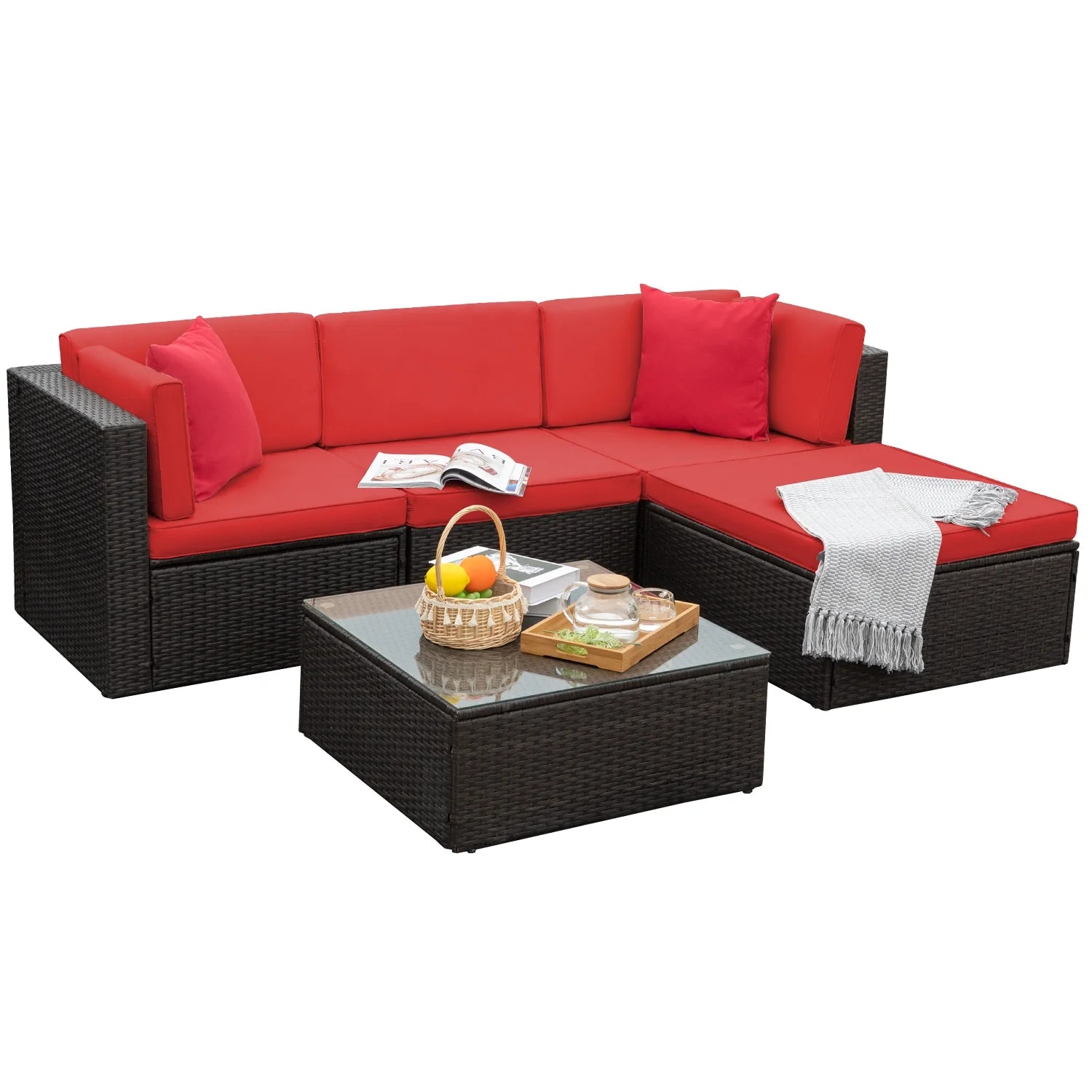 homall-patio-furniture-lounge-set-rattan-rot-5-teilig image 5