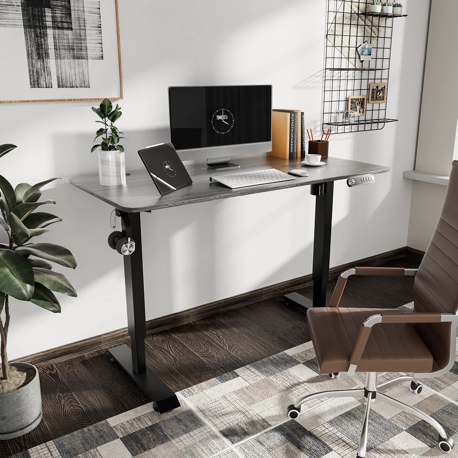 homall-standing-desk-stehschreibtisch-120cm-schwarz-memory image 2