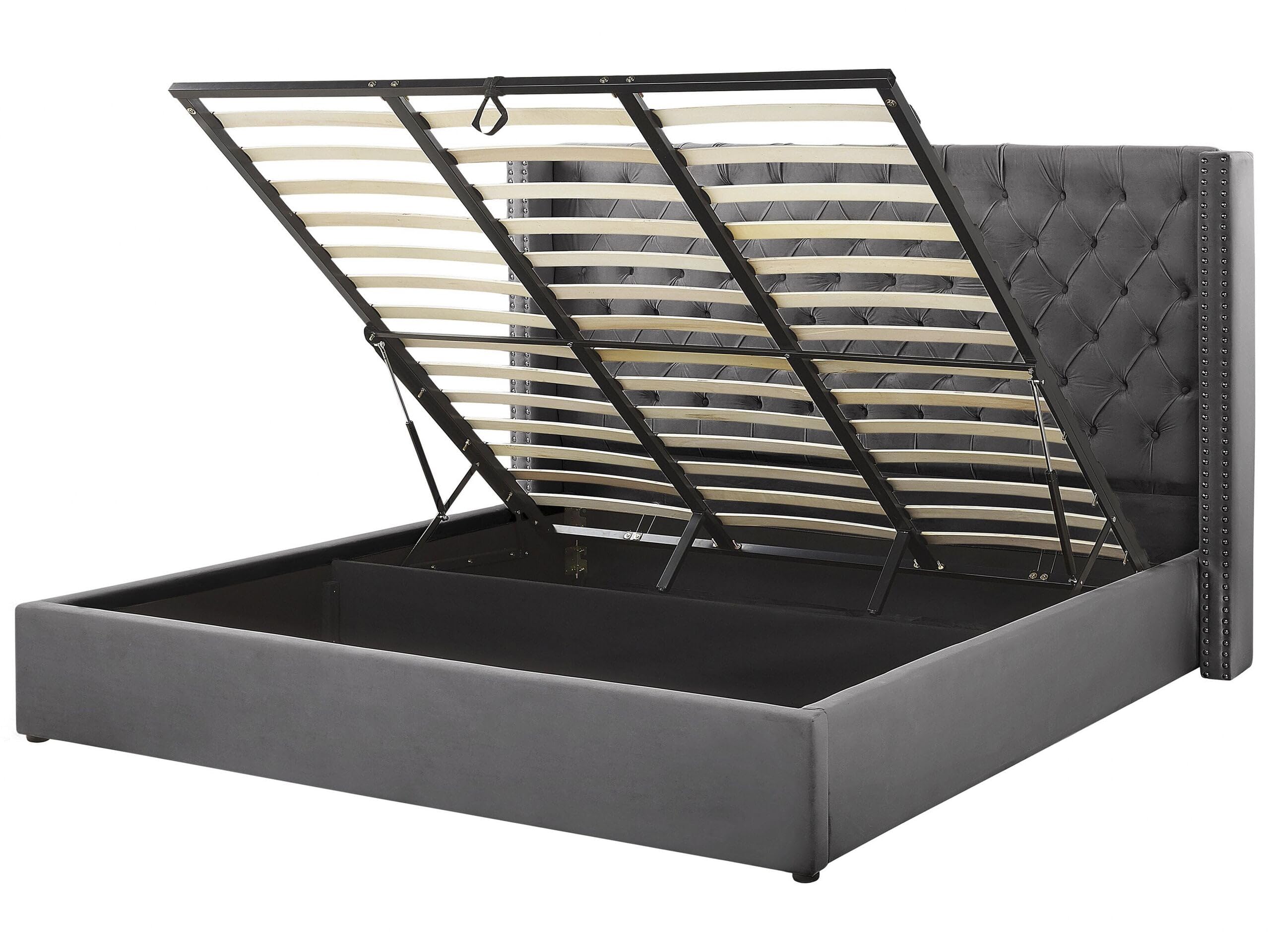 beliani-lubbon-bett-180x200-grau-samt-bettkasten image 1