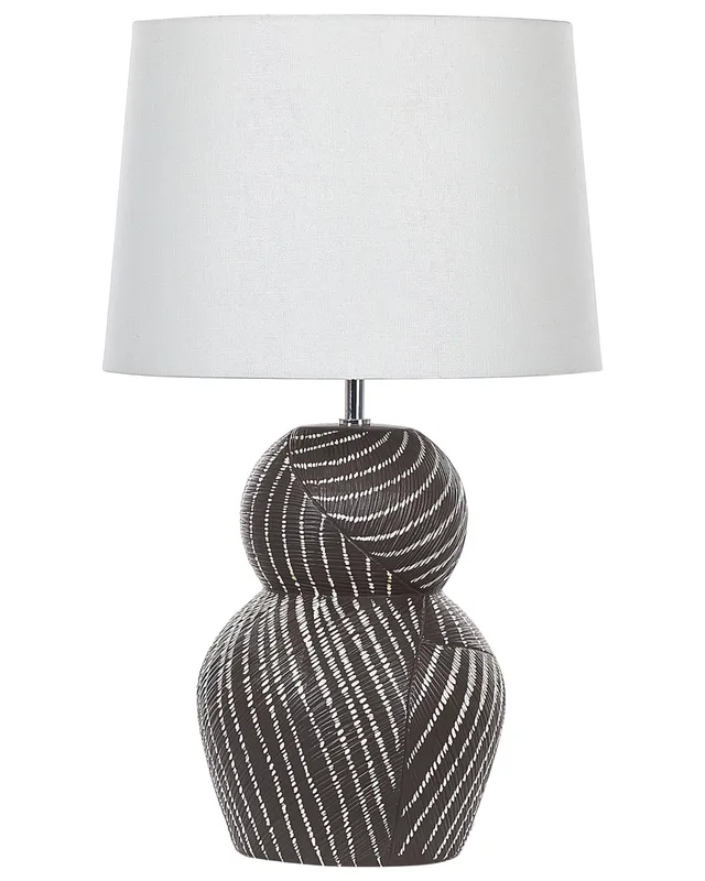 beliani-guapore-tischlampe-keramik-schwarz-63-cm-wei-er-schirm image 1