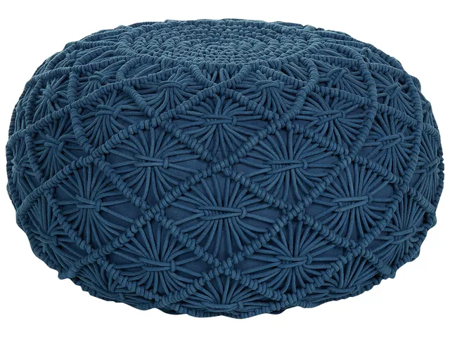 beliani-berkane-pouf-baumwolle-blau-rund-50-cm-boho image 1