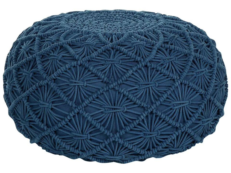 beliani-berkane-pouf-baumwolle-blau-rund-50-cm-boho image 1