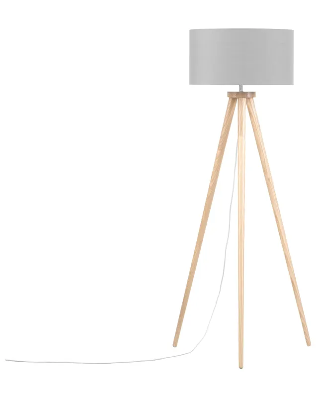 beliani-nitra-stehlampe-eiche-grau-poly-baumwolle image 1