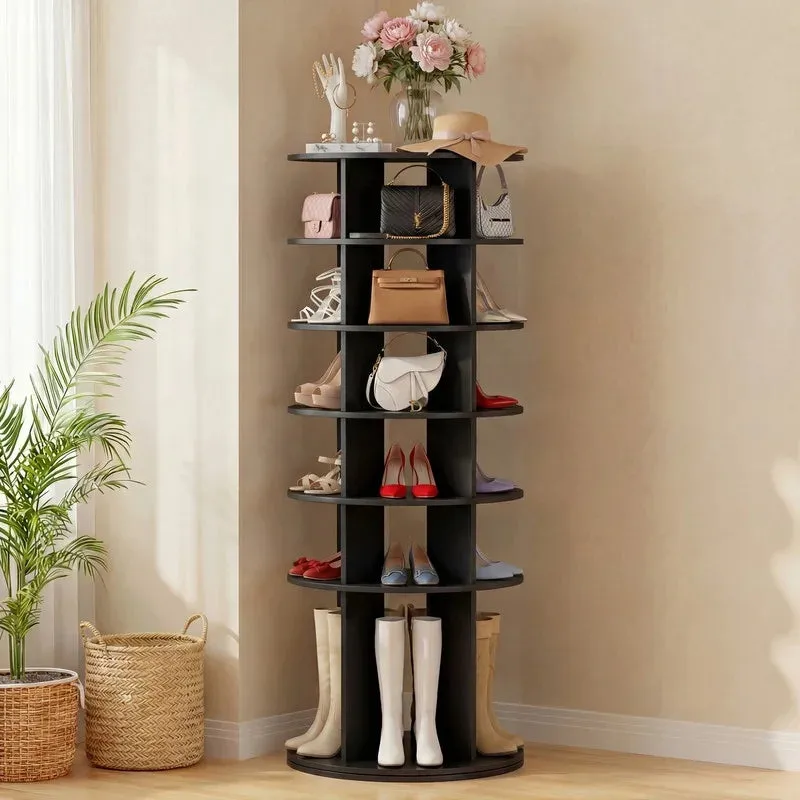 homall-shelf-schuhregal-drehbar-7-st-ckig-schwarz-35-paare image 1