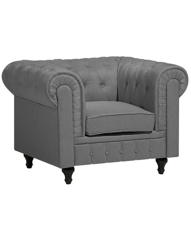 beliani-chesterfield-sessel-hellgrau-stoff-englischer-stil image 1