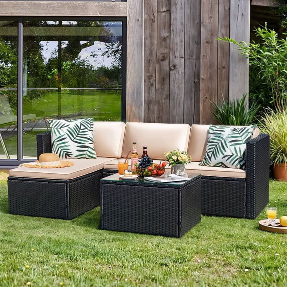 homall-patio-furniture-rattan-set-4-tlg-schwarz-beige image 1