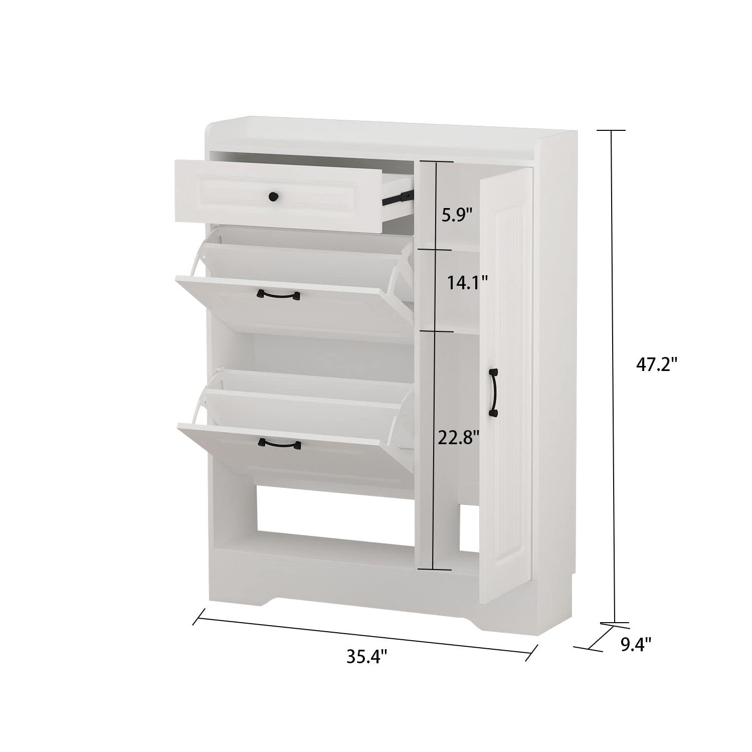 homall-shelf-schuhschrank-wei-schmal-mit-klappen-und-schublade image 8