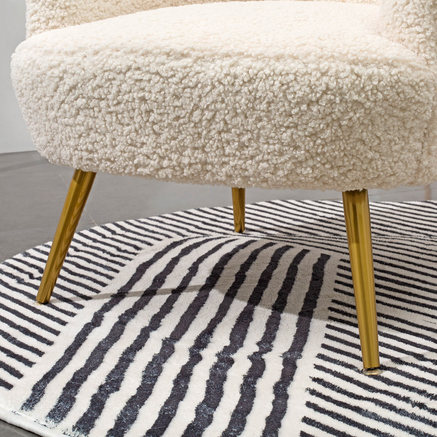 homall-accent-chair-sessel-creme-boucle-goldbeine image 6