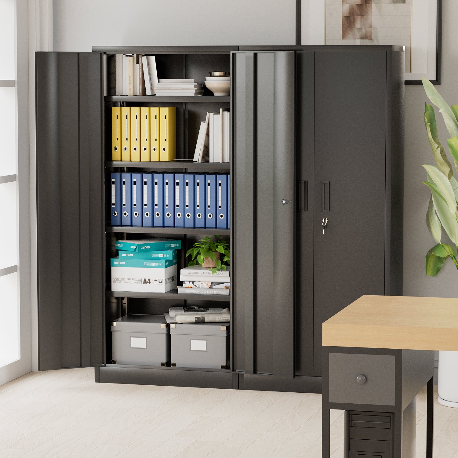homall-shelf-metallschrank-schwarz-180-cm-abschlie-bar image 4
