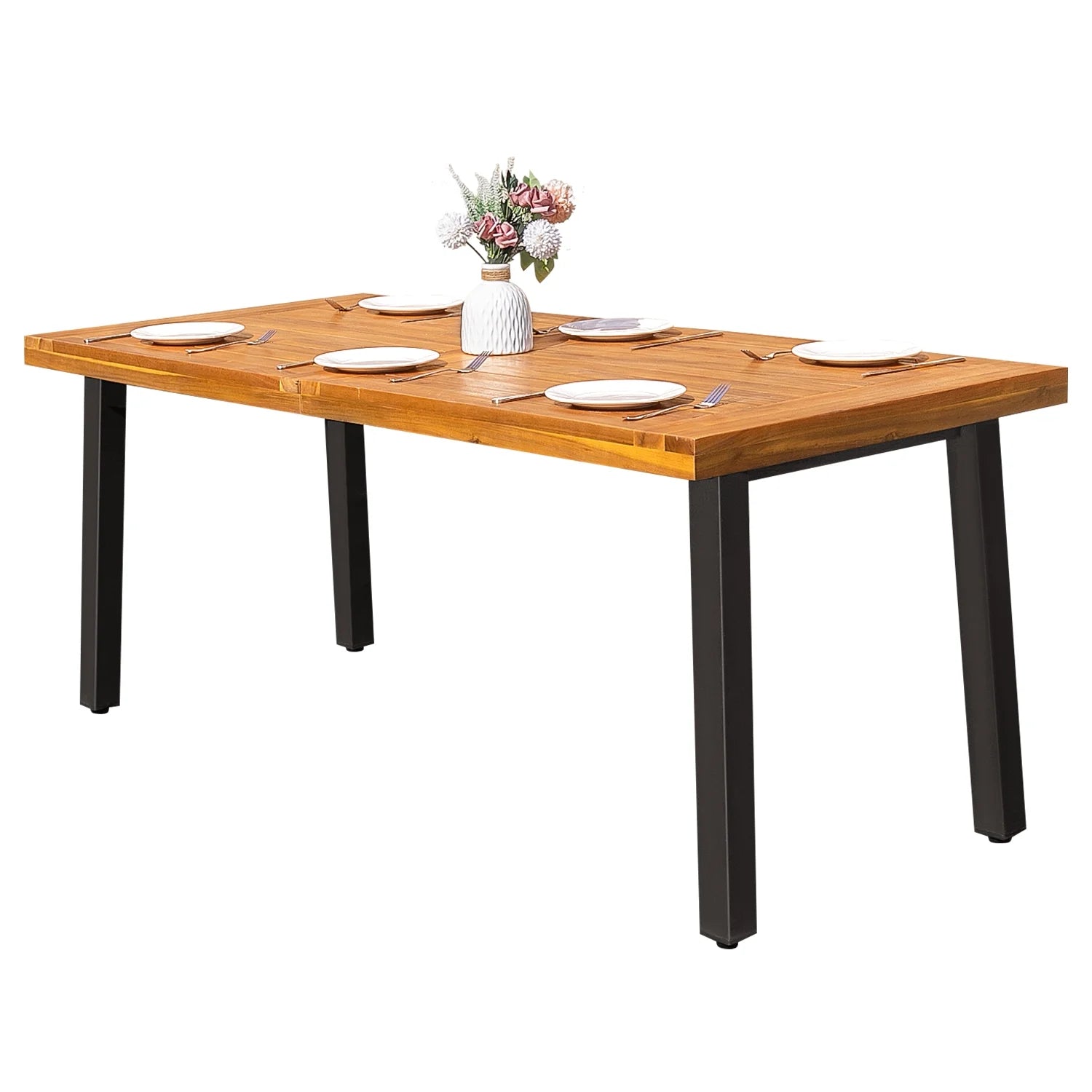 homall-metal-chair-barstool-esstisch-akazie-6-personen image 1
