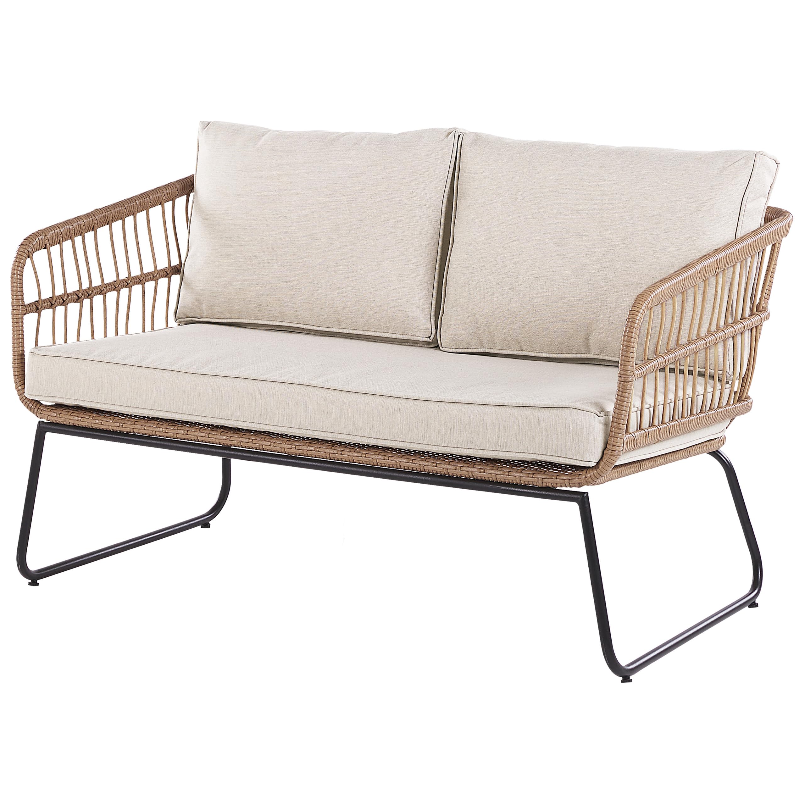 beliani-ravello-sitzgruppe-polyrattan-beige-4-personen-mit-tischen image 7