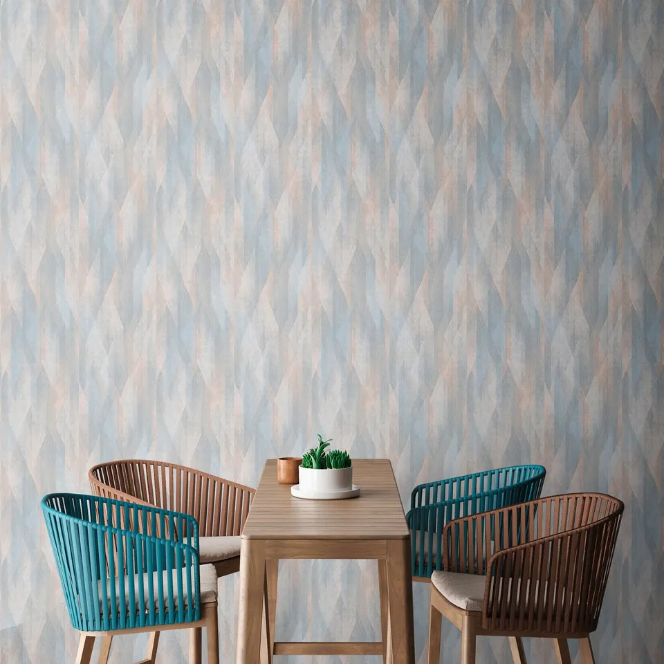 livingwalls-travel-styles-vliestapete-karo-blau-beige-skandinavisch image 1