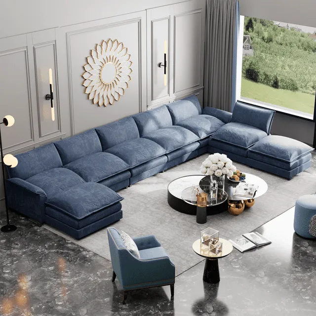 homall-sofa-u-form-wohnlandschaft-grau-8-sitzer-modular-chenille image 1