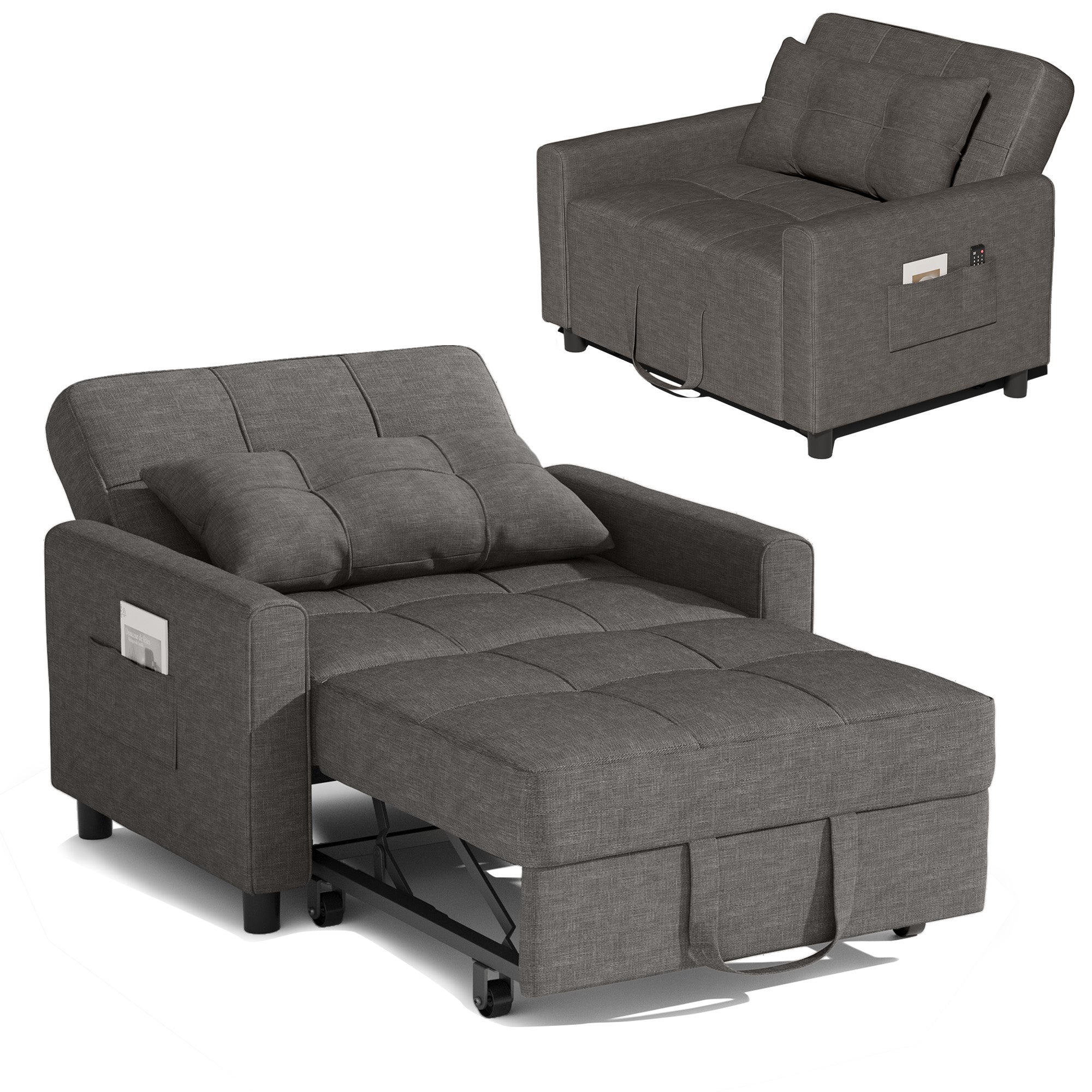 bealife-ar22-schlafsofa-dunkelgrau-191-cm-3-in-1-mit-rollen image 1