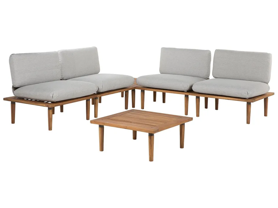 beliani-frascati-lounge-set-akazienholz-4-sitzer-hellgrau image 1