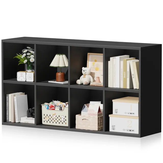 homall-bookcase-b-cherregal-schwarz-8-f-cher-f-rs-wohnzimmer image 1