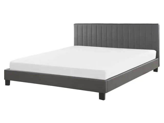 beliani-poitiers-bett-kunstleder-160x200-cm-grau-lattenrost image 1
