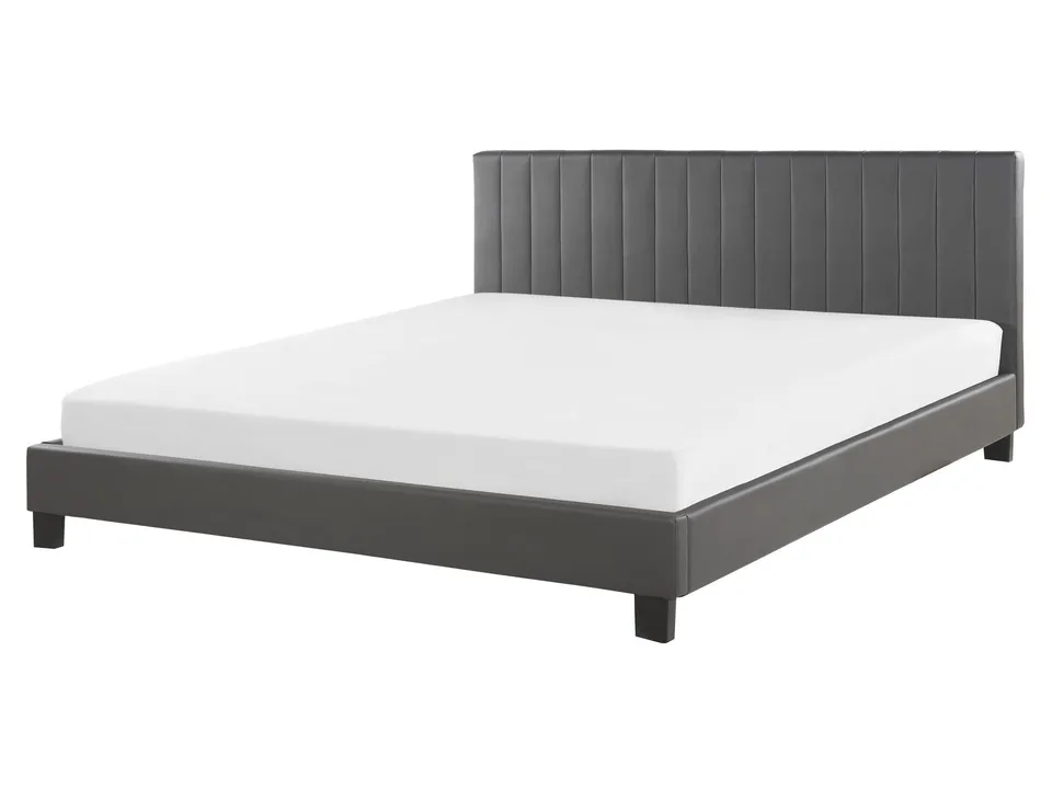 beliani-poitiers-bett-kunstleder-160x200-cm-grau-lattenrost image 1