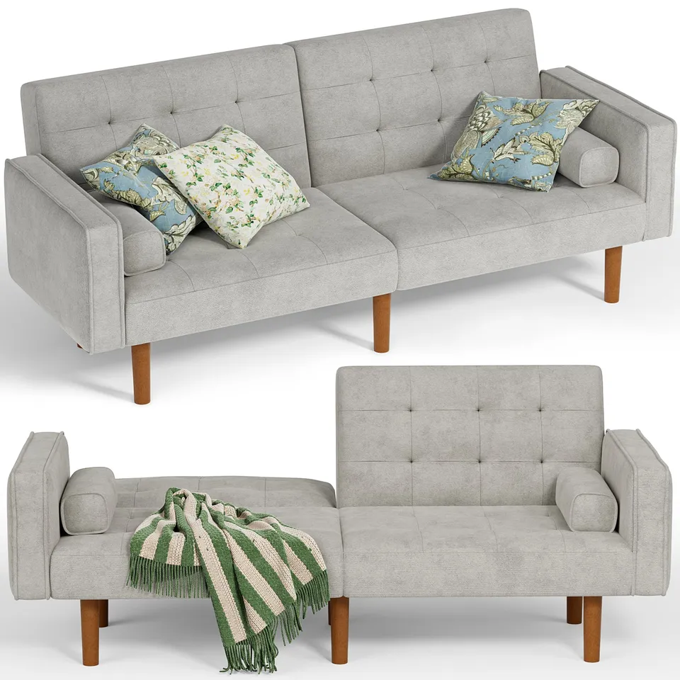 homall-recliner-chair-schlafsofa-samt-188-cm-grau image 1