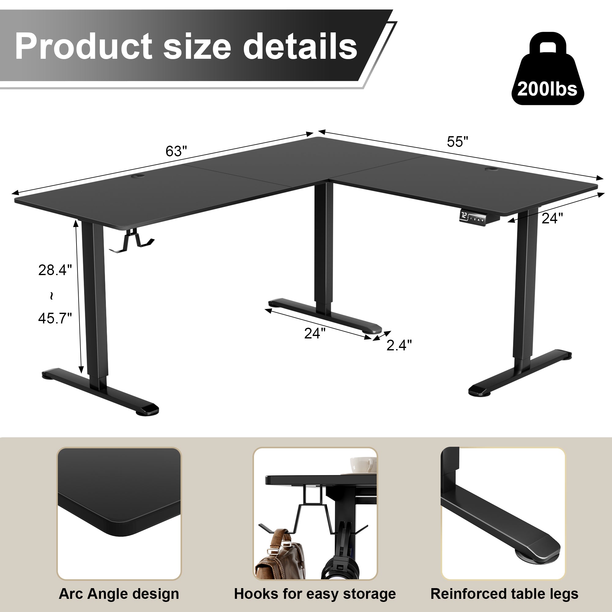 homall-standing-desk-l-form-elektrischer-schreibtisch-schwarz-l image 2
