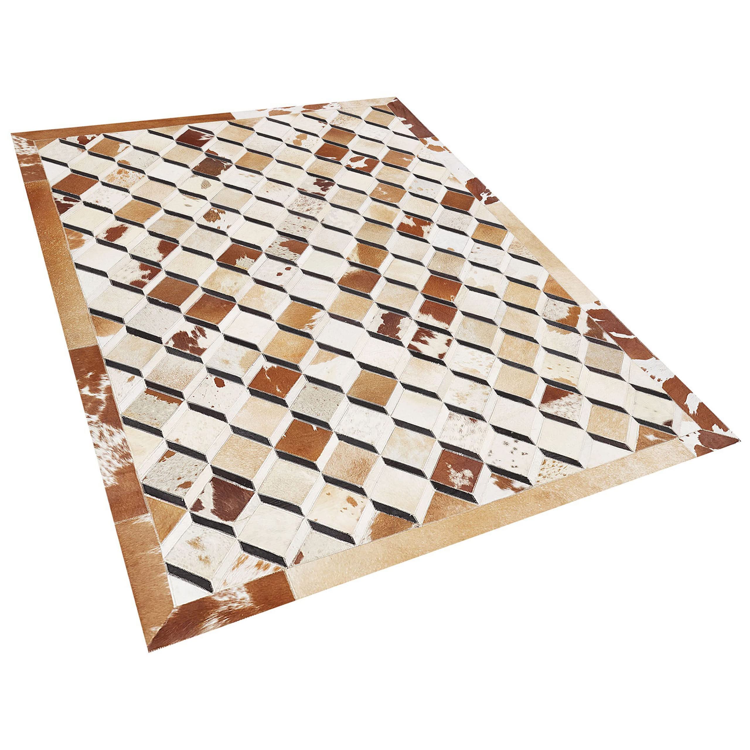 beliani-serinova-kuhfell-teppich-160x230-cm-braun-patchwork image 4