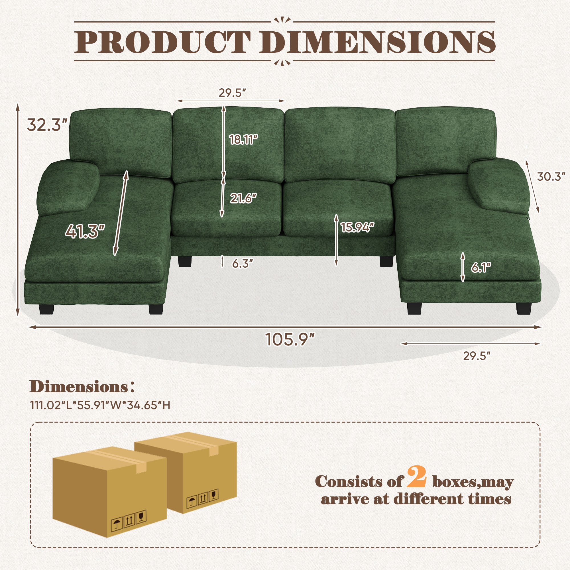 homall-sofa-u-form-cord-beige-couch-mit-doppelliege image 6