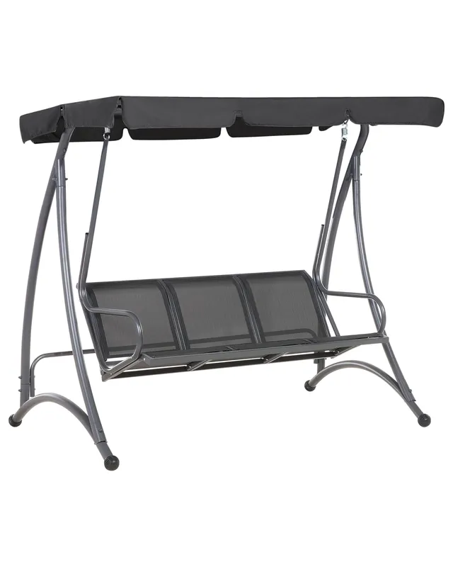 beliani-bogart-hollywoodschaukel-metall-schwarz-3-sitzer image 1
