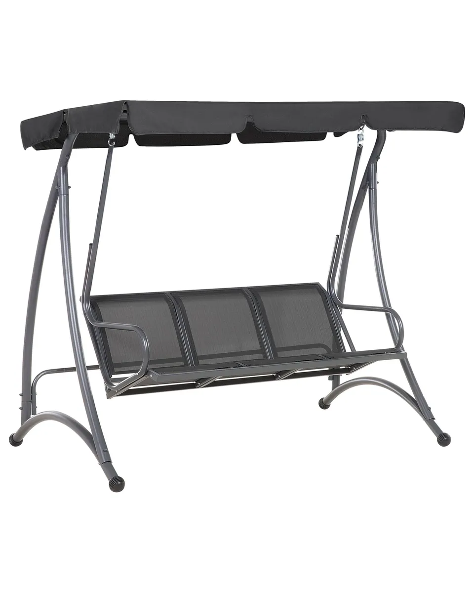 beliani-bogart-hollywoodschaukel-metall-schwarz-3-sitzer image 1