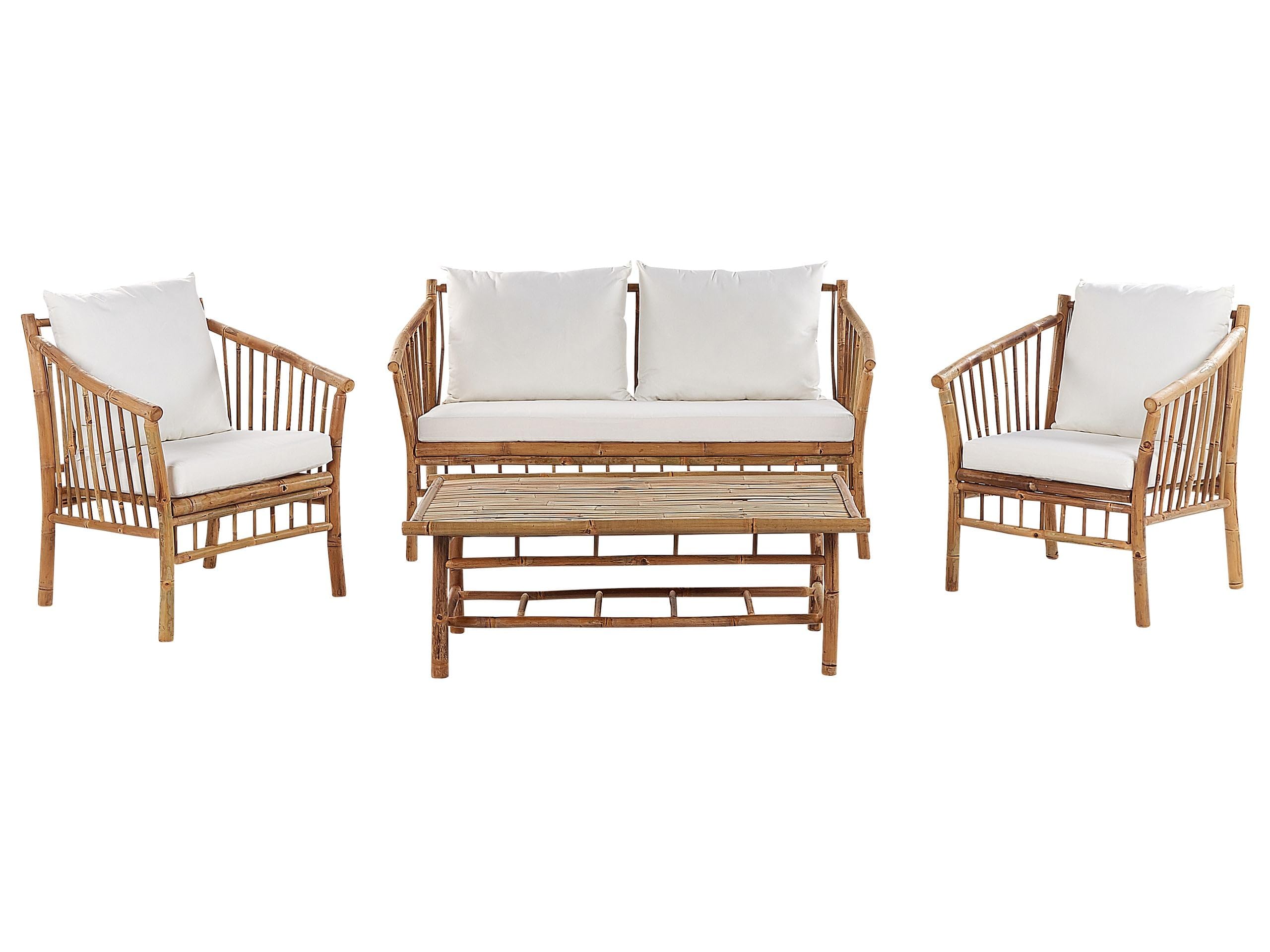 beliani-maggiore-lounge-set-bambus-4-teilig-auflagen-wei image 1