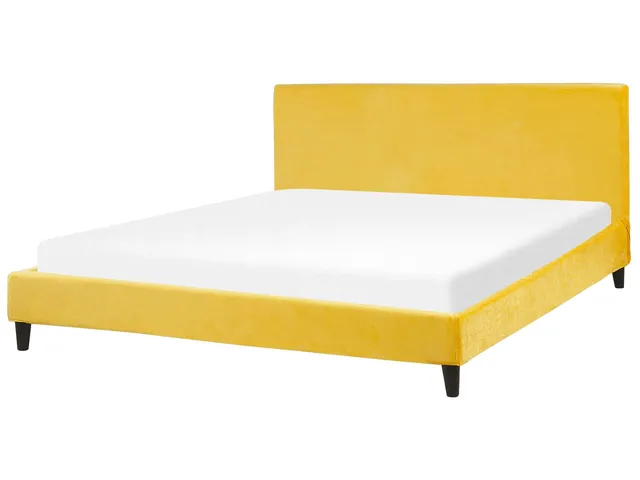 beliani-fitou-doppelbett-180x200-samt-gelb-abnehmbar image 1