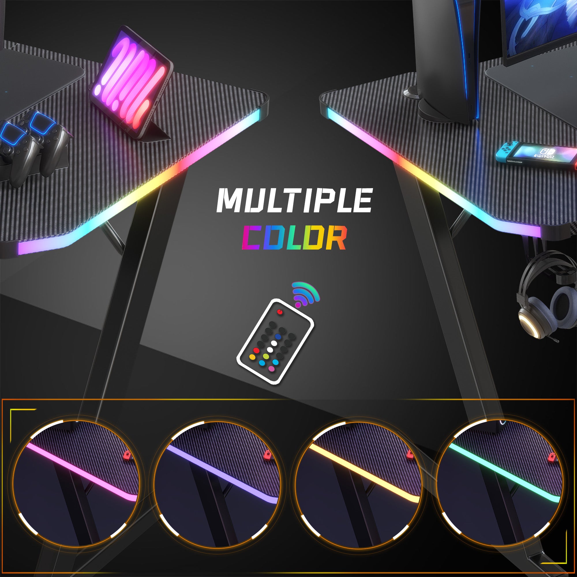 homall-gaming-desk-gaming-tisch-120cm-schwarz-mit-led image 5