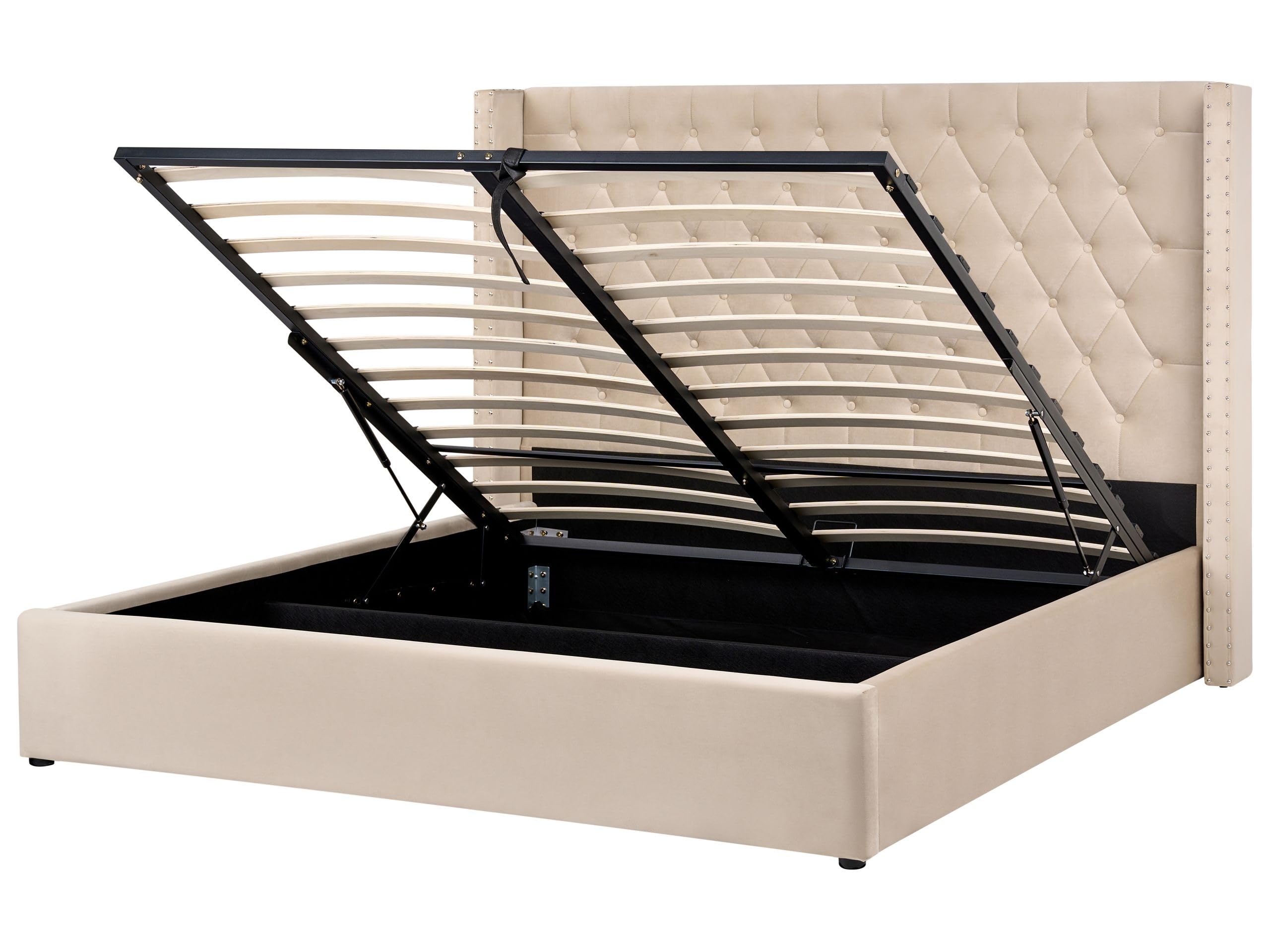 beliani-lubbon-bett-samt-beige-180x200-bettkasten-retro image 1