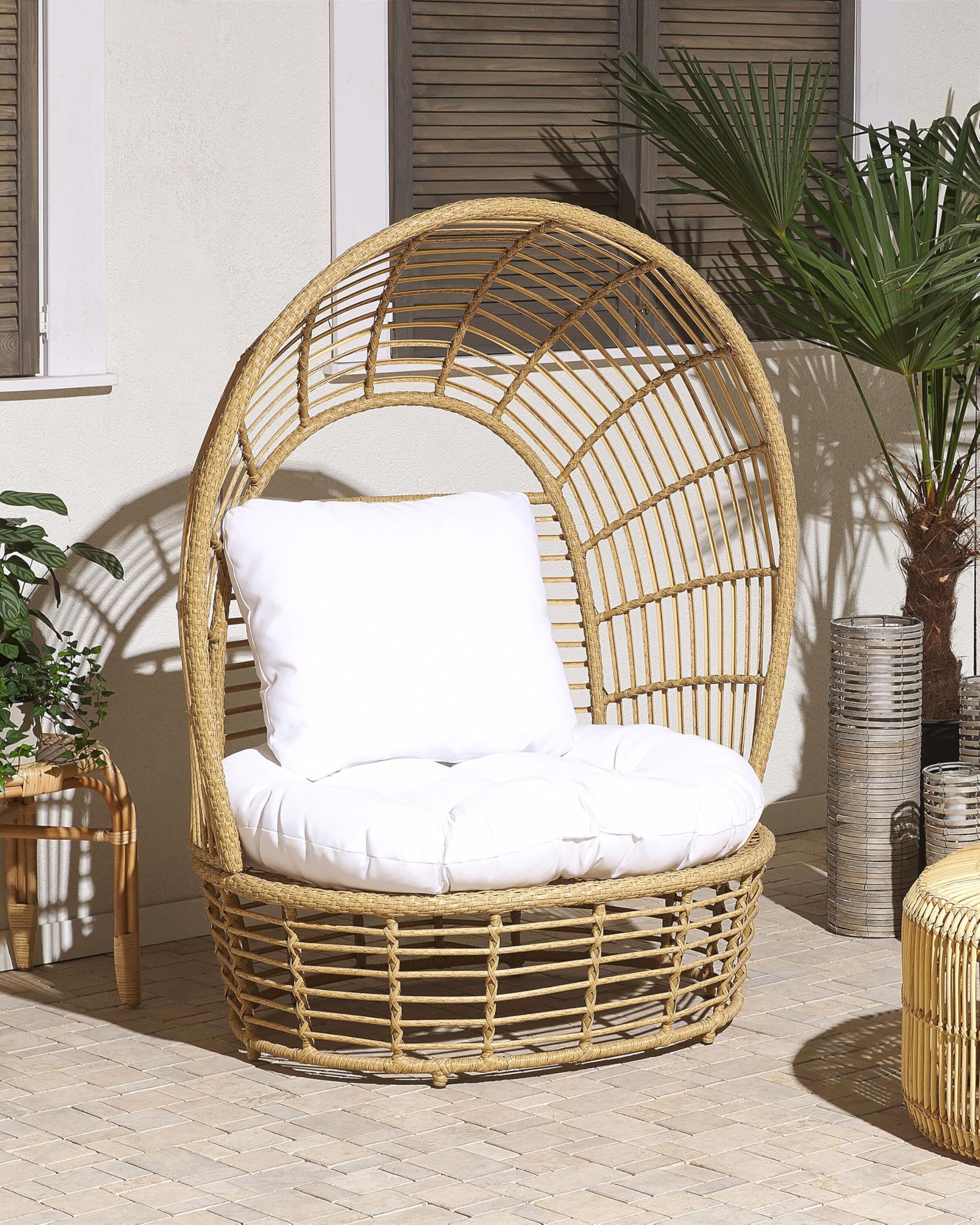 beliani-lido-korbsessel-rattan-beige-mit-kissen image 2