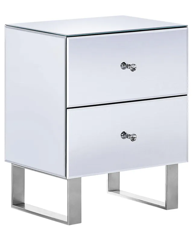 beliani-nesle-nachttisch-spiegeleffekt-silber-2-schubladen image 1