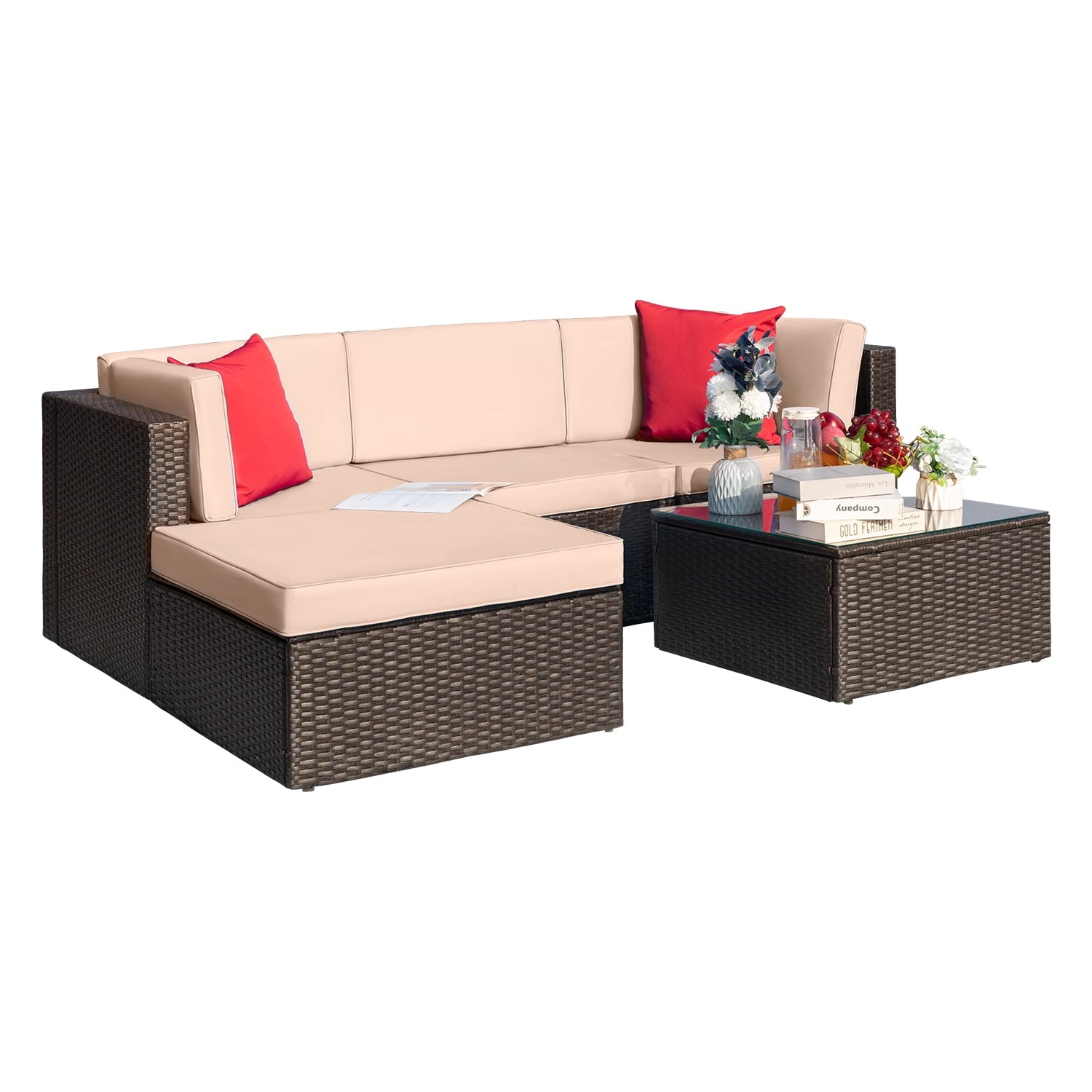 homall-patio-furniture-rattan-lounge-set-4-teilig-beige-mit-tisch image 5