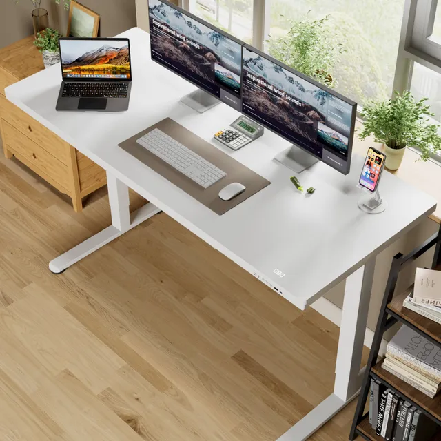 homall-standing-desk-schreibtisch-122cm-beige-h-henverstellbar image 1
