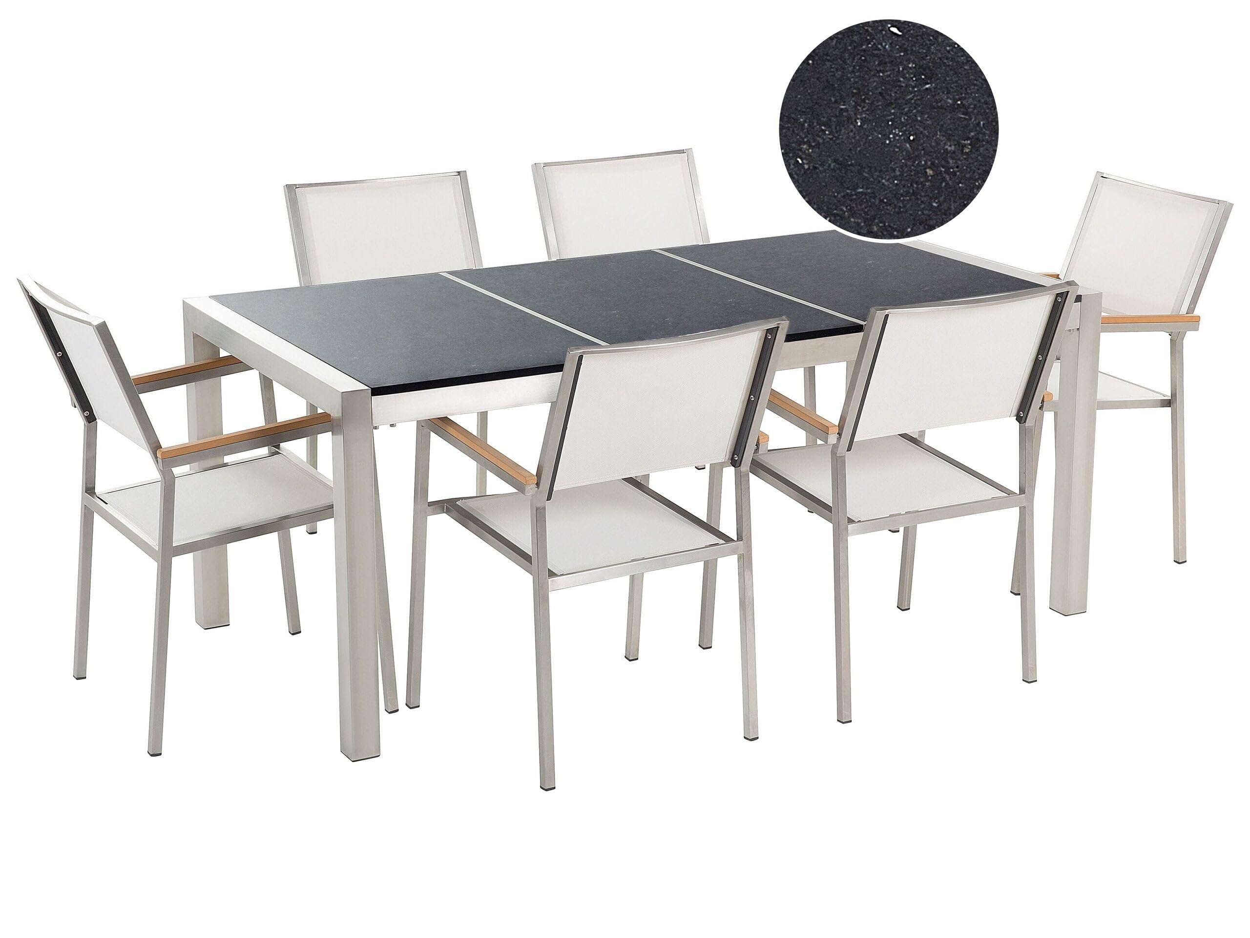 beliani-grosseto-gartenm-belset-180-cm-schwarz-wei-granit image 1