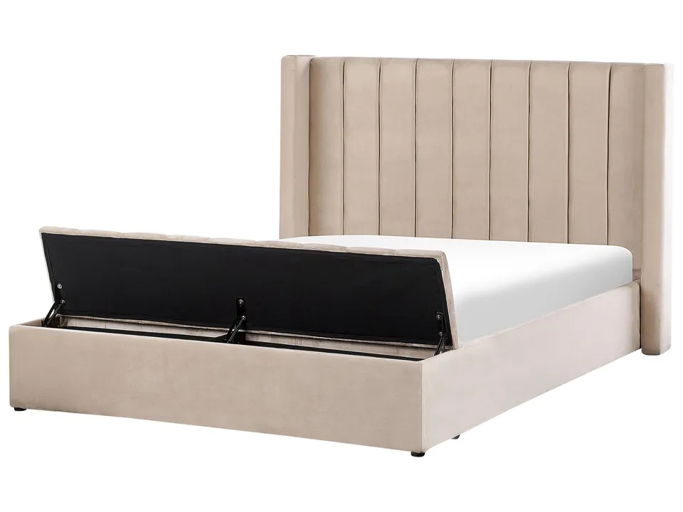 beliani-noyers-polsterbett-samt-beige-160x200-mit-stauraum image 1