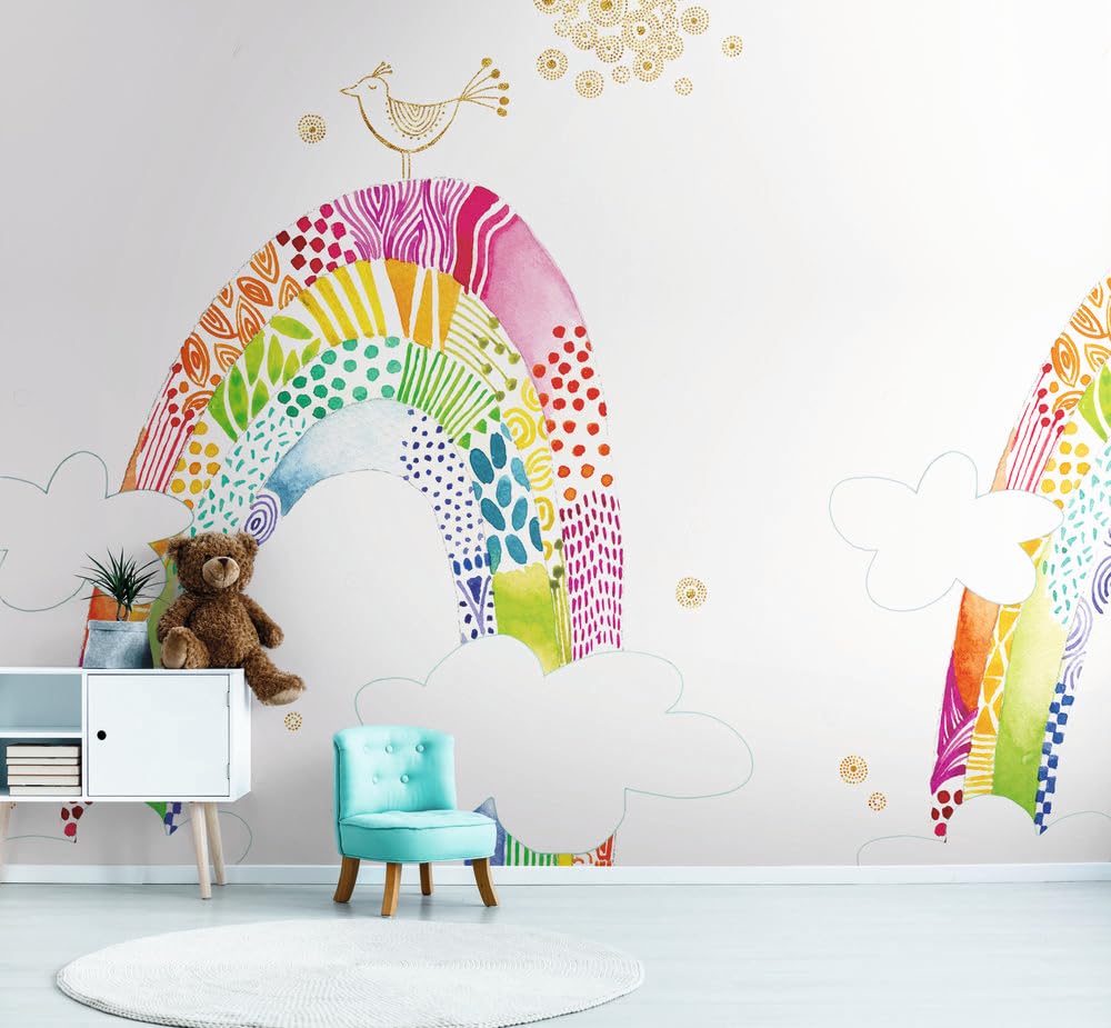 livingwalls-regenbogen-fototapete-wei-pink-gelb-280x265-cm-kinder image 4