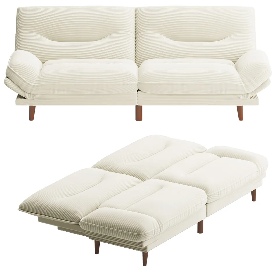 homall-sofa-futon-schlafsofa-grau-stoff-verstellbar image 1