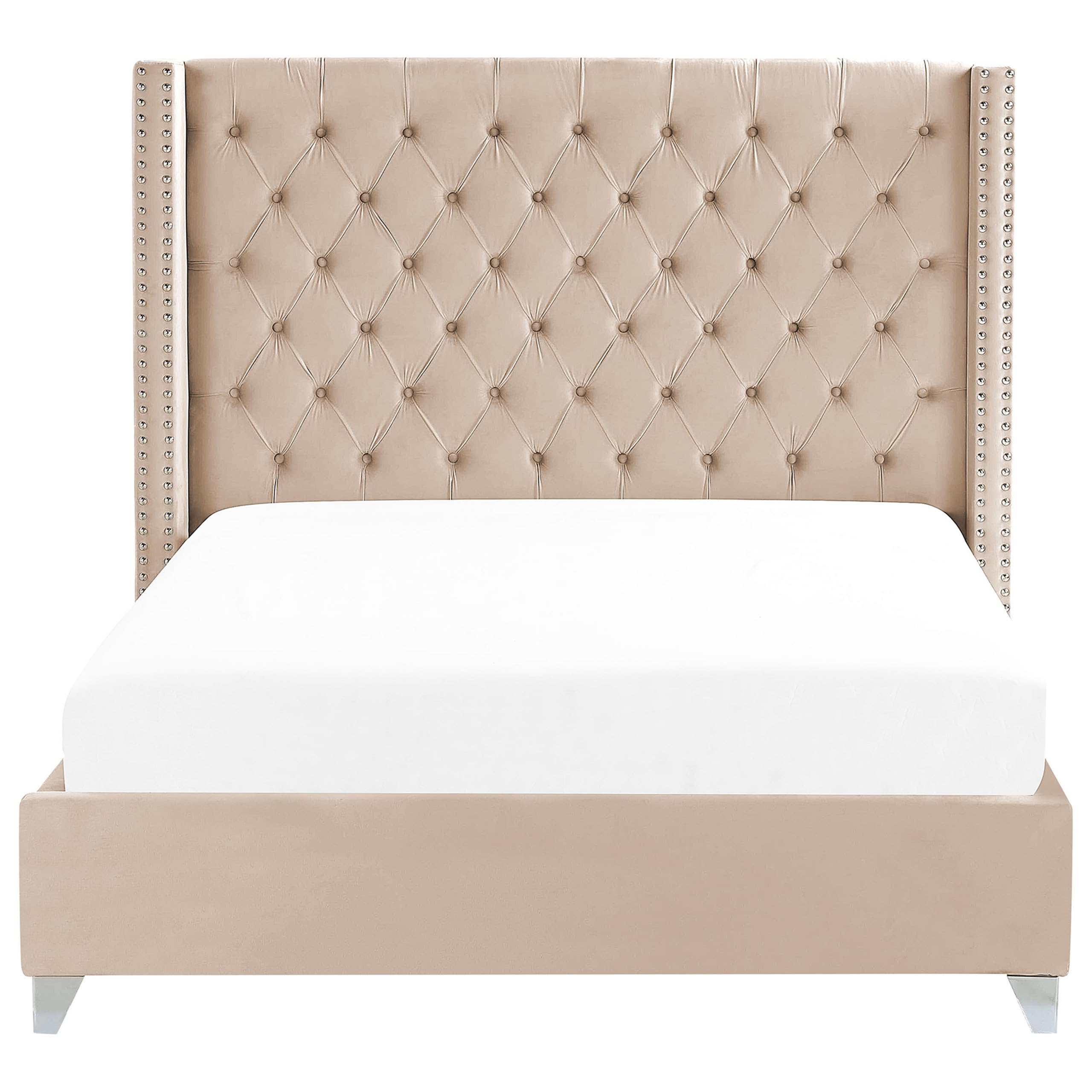 beliani-lubbon-polsterbett-samt-beige-160x200-chesterfield image 4