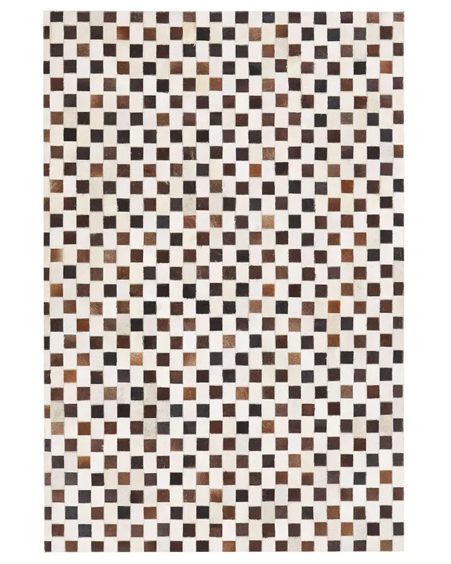 beliani-kayabey-kuhfell-teppich-140x200-braun-patchwork image 1