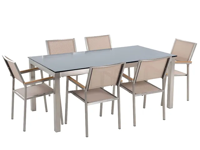 beliani-grosseto-gartenset-6-st-hle-glas-edelstahl-schwarz-beige image 1