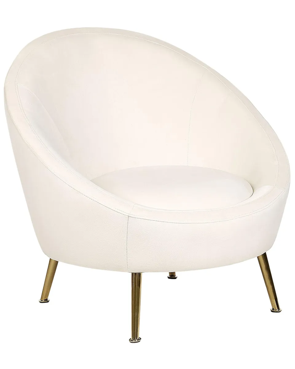 beliani-langa-sessel-samt-cremewei-rund-goldene-beine image 1