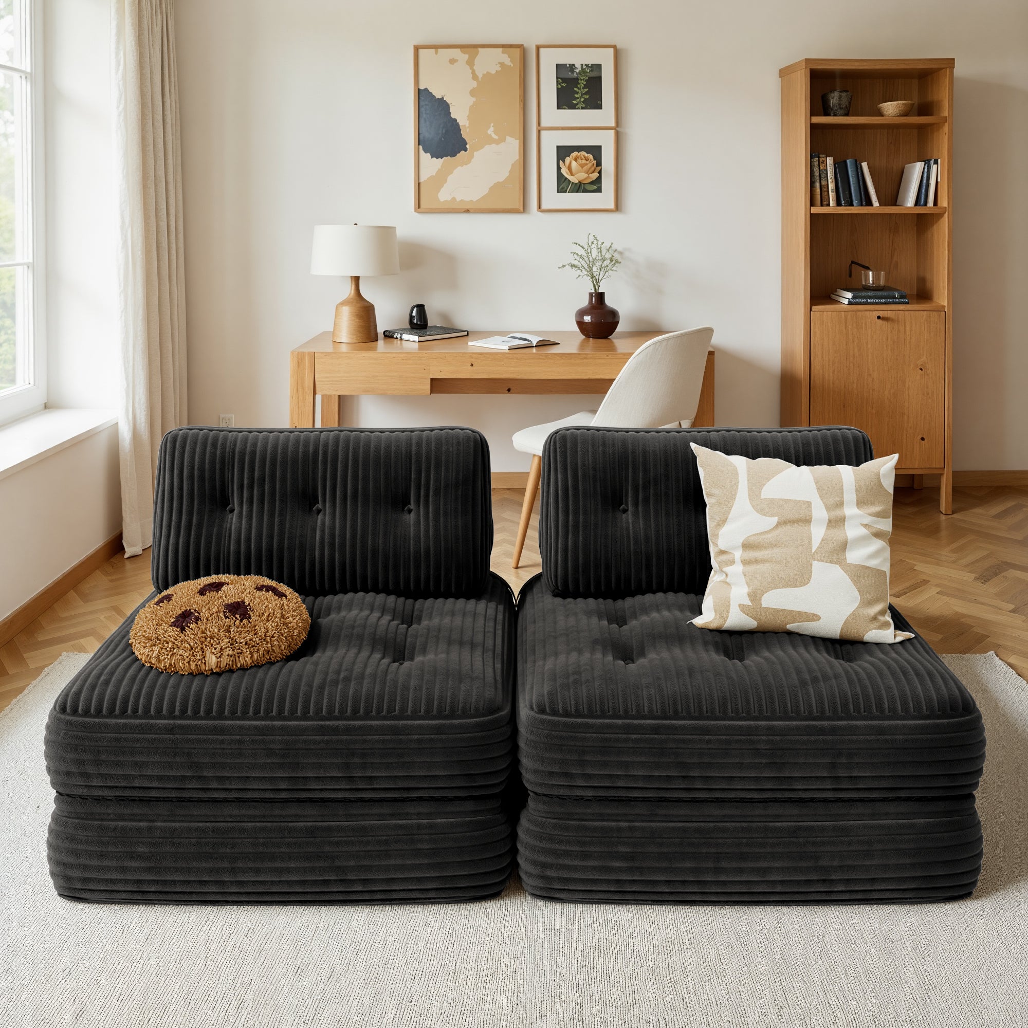 bealife-ar32-sitzsack-faltbar-schwarz-cord-schlafsofa image 8