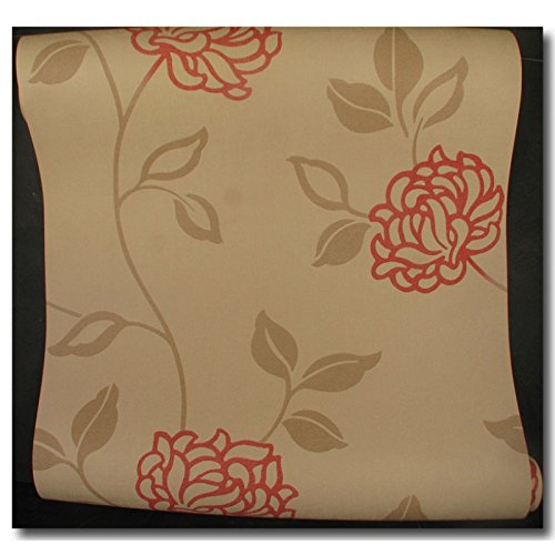 a-s-cr-ation-tapeten-satintapete-floral-beige-braun-rot image 1